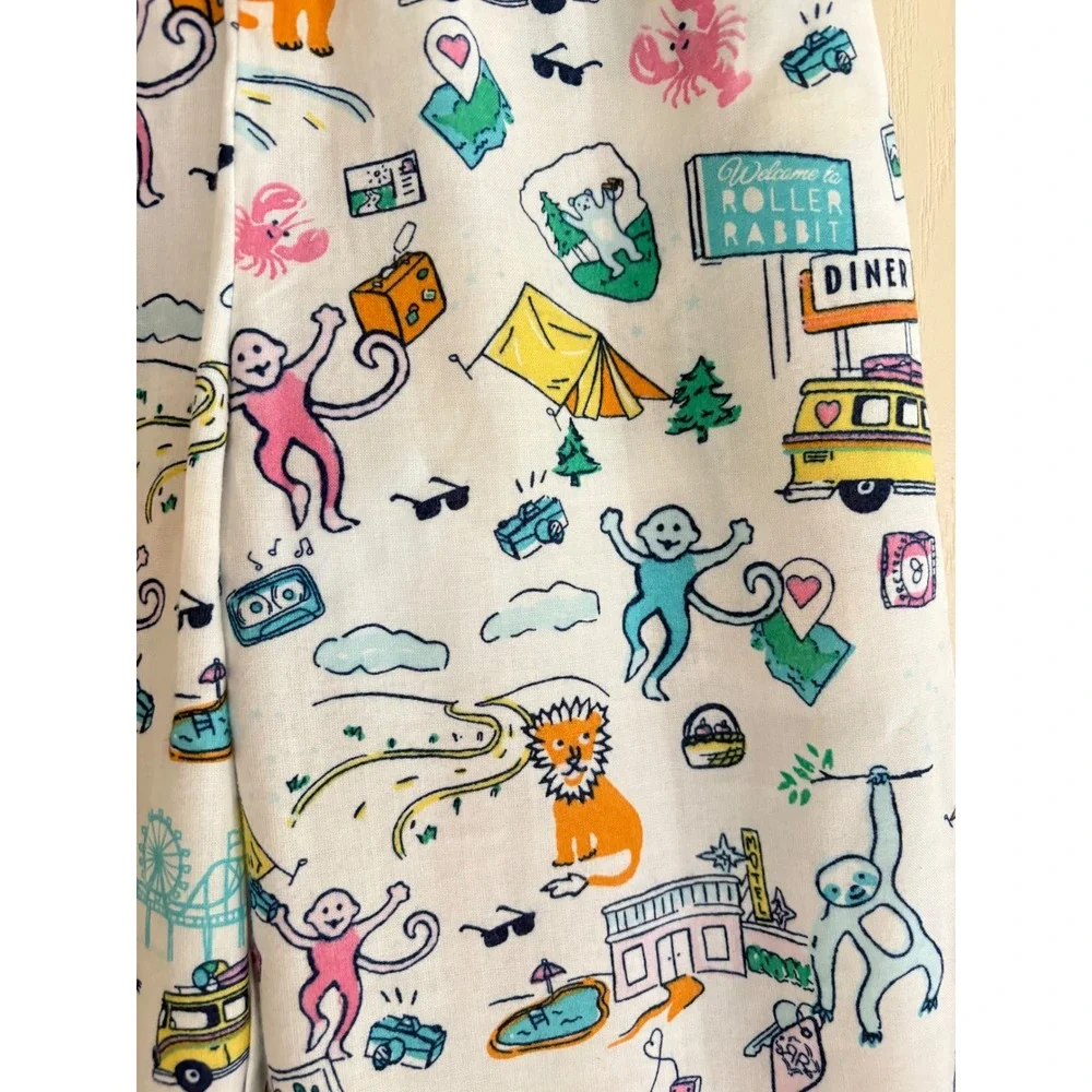 Roller Rabbit Target Boys Pajama‎ Pants White Road Trip Safari Print XS 4/5 NWT